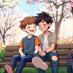 A charming depiction of two boys in love, drawing inspiration from Todd from 'Wayside'