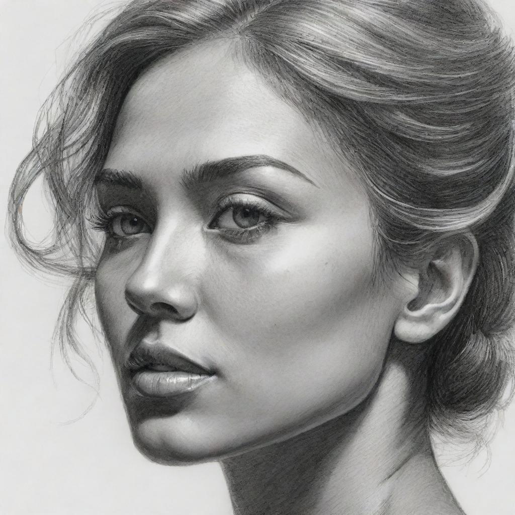 A black and white sketch showcasing intricate pencil lines and shading