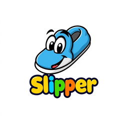 A detailed illustration of a slipper logo design, featuring a whimsical and fun representation of a cartoon slipper