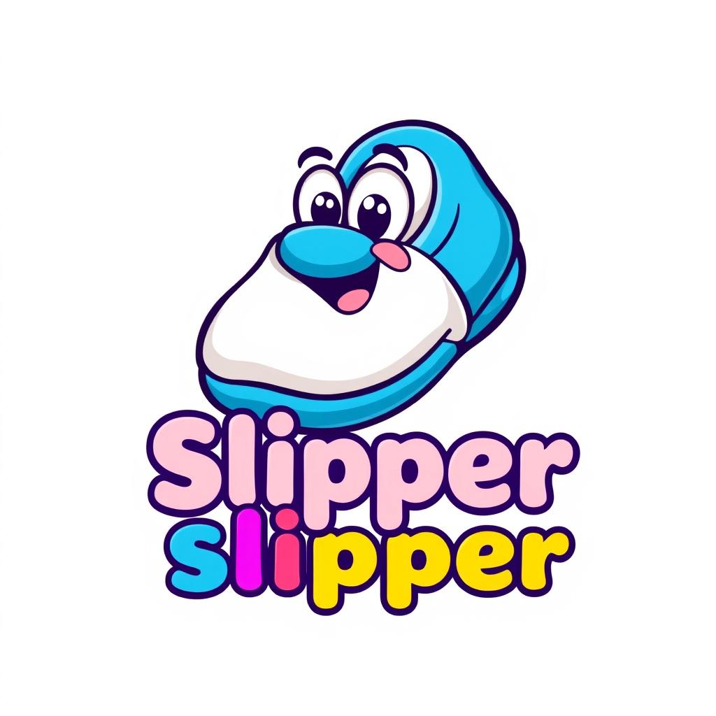 A detailed illustration of a slipper logo design, featuring a whimsical and fun representation of a cartoon slipper