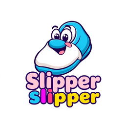 A detailed illustration of a slipper logo design, featuring a whimsical and fun representation of a cartoon slipper