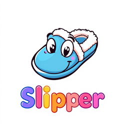 A detailed illustration of a slipper logo design, featuring a whimsical and fun representation of a cartoon slipper