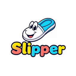 A detailed illustration of a slipper logo design, featuring a whimsical and fun representation of a cartoon slipper