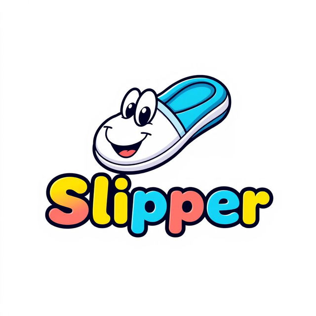 A detailed illustration of a slipper logo design, featuring a whimsical and fun representation of a cartoon slipper