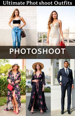 A stylish and informative guide showcasing various ultimate photoshoot outfits for diverse settings