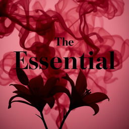 An artistic composition featuring maroon smoke swirling around and behind the phrase 'The Essential' in bold black text