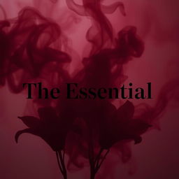 An artistic composition featuring maroon smoke swirling around and behind the phrase 'The Essential' in bold black text