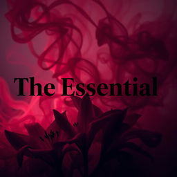 An artistic composition featuring maroon smoke swirling around and behind the phrase 'The Essential' in bold black text