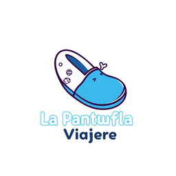 A creative logo design for a travel agency named 'La Pantufla Viajera'