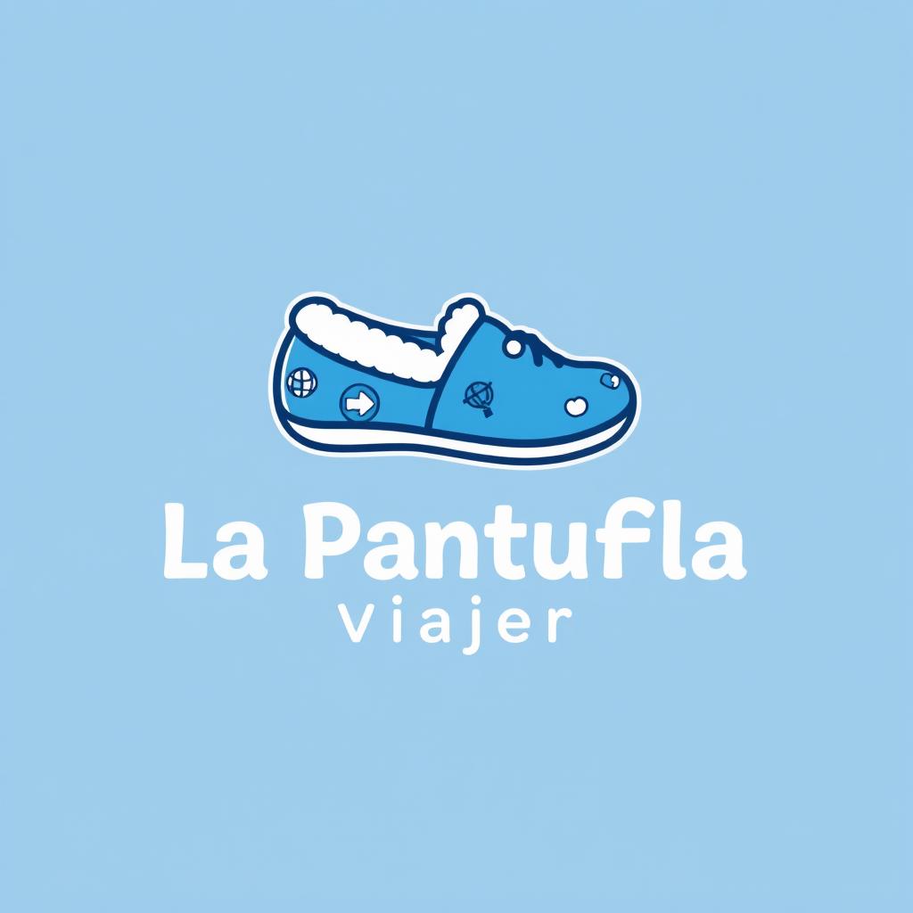 A creative logo design for a travel agency named 'La Pantufla Viajera'