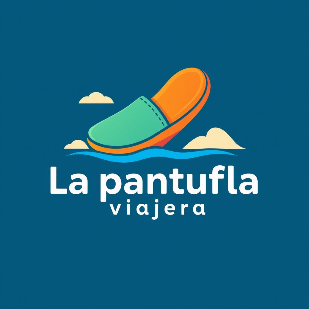 A logo design for a travel agency named 'La pantufla viajera'