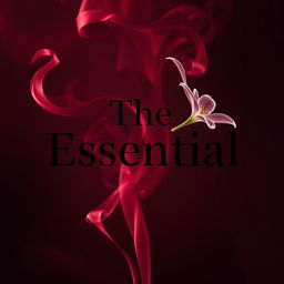 A visually striking design featuring maroon smoke swirling through the air with black text that reads "The Essential" overlaying it