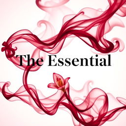 A visually striking design featuring maroon smoke swirling through the air with black text that reads "The Essential" overlaying it