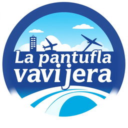 A logo design for a travel agency named 'La pantufla viajera'