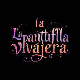 A logo design for a travel agency named 'La pantufla viajera', focusing exclusively on the letters of the name