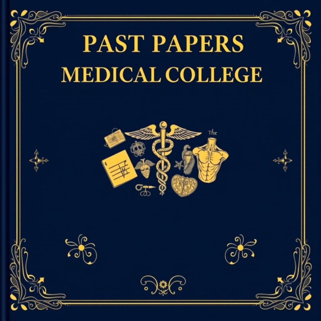 A detailed and artistic cover design for a medical college past paper book