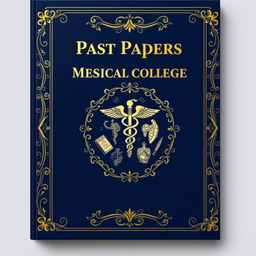 A detailed and artistic cover design for a medical college past paper book