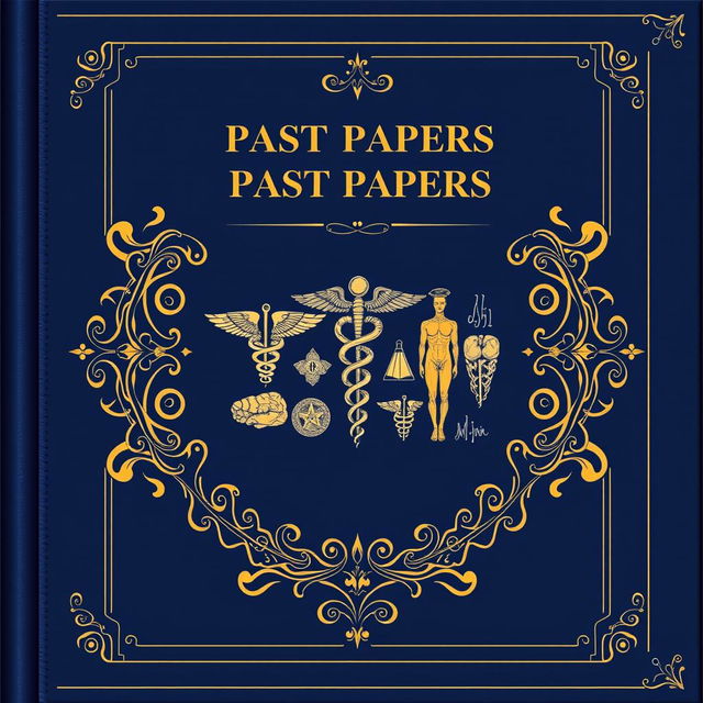 A detailed and artistic cover design for a medical college past paper book