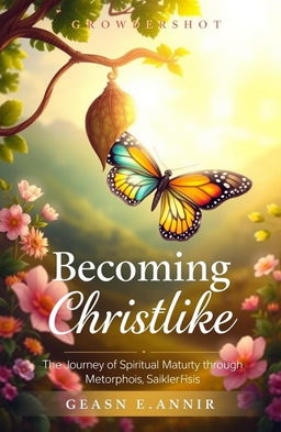 A beautifully illustrated book cover for 'Becoming Christlike: The Journey of Spiritual Maturity through Metamorphosis'