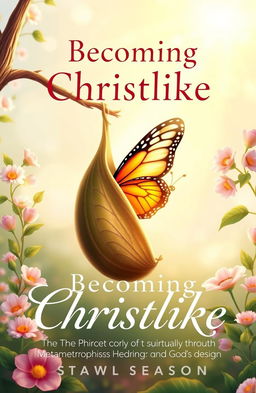 A beautifully illustrated book cover for 'Becoming Christlike: The Journey of Spiritual Maturity through Metamorphosis'