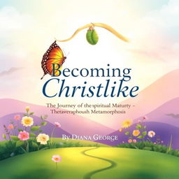 A beautifully illustrated book cover for 'Becoming Christlike: The Journey of Spiritual Maturity through Metamorphosis' by Diana George