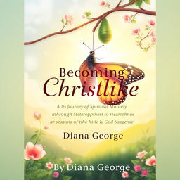 A beautifully illustrated book cover for 'Becoming Christlike: The Journey of Spiritual Maturity through Metamorphosis' by Diana George