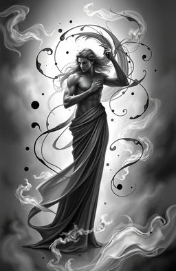 A stunning portrayal of the orphic genius, depicted in dramatic black and white