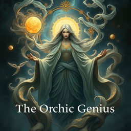 An evocative representation of 'The Orphic Genius', showcasing a mystical figure surrounded by swirling ethereal elements