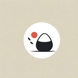 Design a professional and minimalistic logo, featuring a stylish representation of an onigiri (Japanese rice ball), for a store selling them. Add the Japanese kanji for 'delicious' (美味しい) to enhance its authenticity.