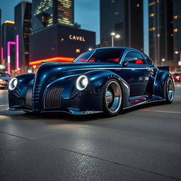 An innovative supercar that is a stunning fusion of a 1939 Chevrolet Coupe and a 2025 Cadillac Lumistiq