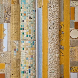 A sunny composition featuring a blend of vintage Italian mosaics, Moroccan details and African patterns, capturing a multicultural aesthetic.