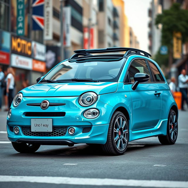 A striking FIAT UNO WAY car in a beautiful petroleum blue color