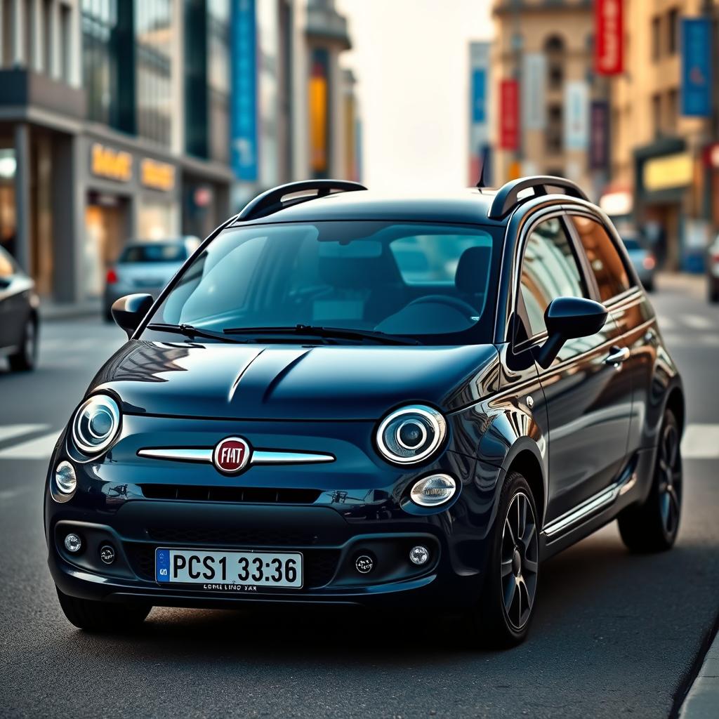 A striking FIAT UNO WAY car in a deep navy blue color