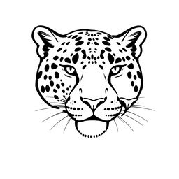 A simplified profile of a jaguar's face with medium details, rendered entirely in solid black against a stark white background