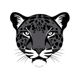 A simplified profile of a jaguar's face with medium details, rendered entirely in solid black against a stark white background