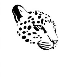 A simplified profile of a jaguar's face with medium details, rendered entirely in solid black against a stark white background