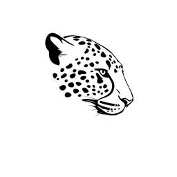 A simplified profile of a jaguar's face with medium details, rendered entirely in solid black against a stark white background