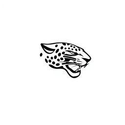 A dynamic profile of a jaguar's face, designed with horizontal lines to create a sleek and modern logo aesthetic