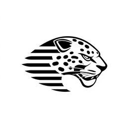 A dynamic profile of a jaguar's face, designed with horizontal lines to create a sleek and modern logo aesthetic