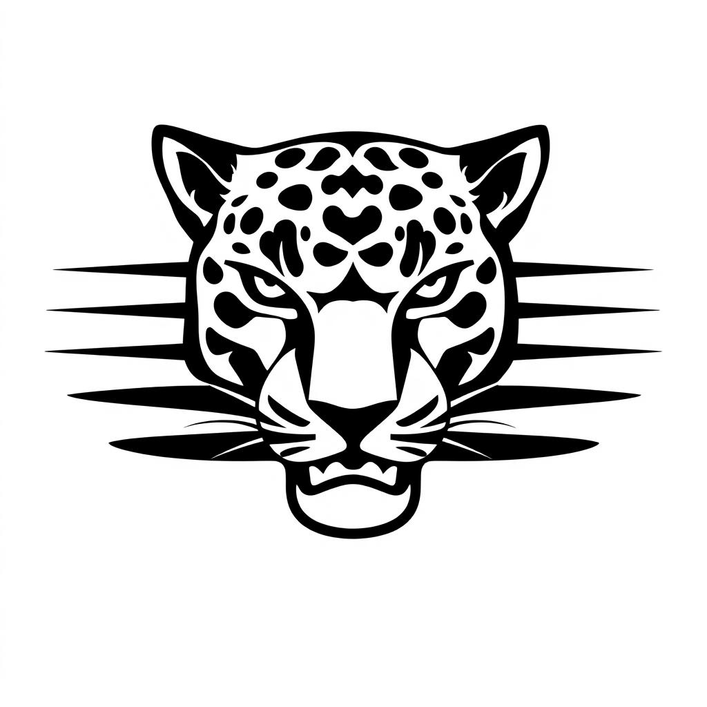 A dynamic profile of a jaguar's face, designed with horizontal lines to create a sleek and modern logo aesthetic