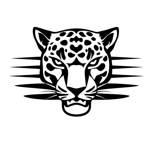 A dynamic profile of a jaguar's face, designed with horizontal lines to create a sleek and modern logo aesthetic