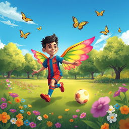 A whimsical illustration of a character inspired by famous football player Lionel Messi but transformed into a fantastical creature called "Goregina"