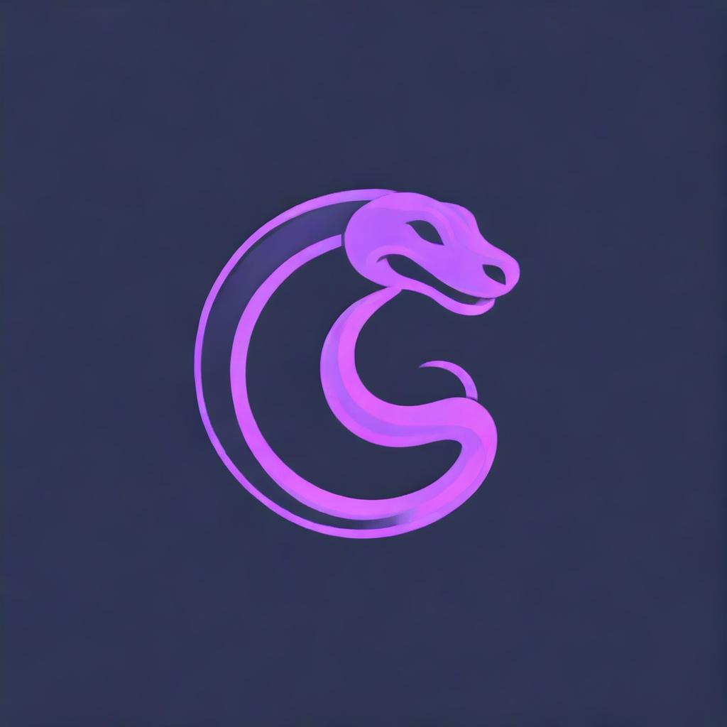 A striking, modern logo featuring the silhouette of a coiling viper, illuminated with a bold and vivid purple glow. The emblem invokes a sense of danger and precision, rendering a captivating and entrancing allure.