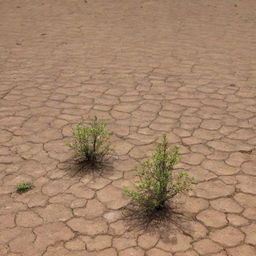 Transitioning from the previous scene, a transformation occurs as rain begins to fall on the parched land, and new growth of plants is shown budding through the once barren earth.