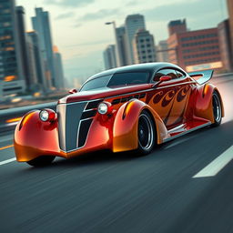 An exotic supercar that fuses elements of a 1937 Chevrolet Coupe and a 2025 Cadillac Lumistiq