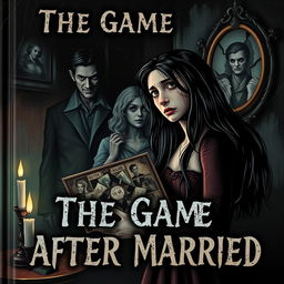 A dark and eerie cover for a horror book titled 'The Game After Married