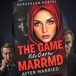 The cover of a horror novel titled 'The Game After Married', featuring a beautiful woman wearing a hijab, exuding an air of mystery and elegance