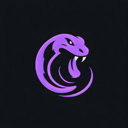 An intimidating emblem featuring a coiling viper, imbued with a demonic purple glow against a stark black background. The sinister purple light illuminating the viper enhances its danger and allure, creating a bold and powerful logo.