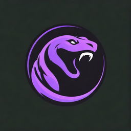 An intimidating emblem featuring a coiling viper, imbued with a demonic purple glow against a stark black background. The sinister purple light illuminating the viper enhances its danger and allure, creating a bold and powerful logo.