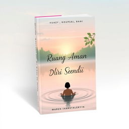 A beautiful and calming book cover design for a story titled "Ruang Aman Dalam Diri Sendiri"